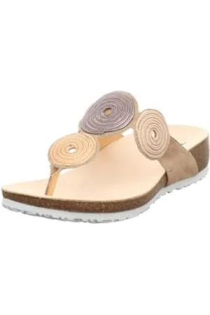 Think! Damen JULIA chromfrei gegerbte nachhaltige Pantolette, LINEN/KOMBI 4010