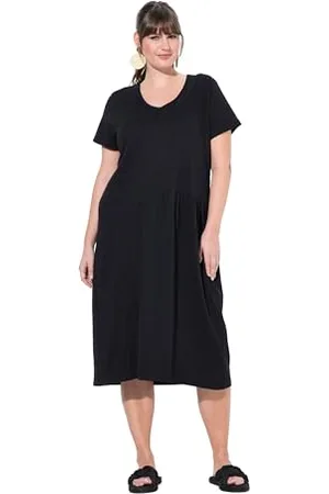 Ulla Popken Damskie duże rozmiary plus size a-line sukienka dzielone szwy, rękaw 1/2, , 54-56