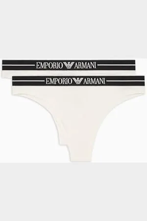Emporio Armani Damskie 2-pak brazylijskich majtek, białe/białe, XL, Biały/biały, XL