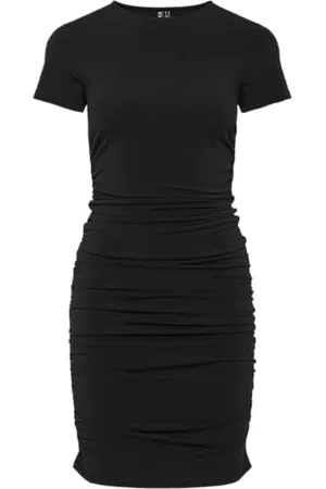 Pieces® Pcmadison Ss Ruching Dress Noos Bc, , XS