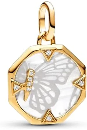 PANDORA ME Rechteckiger Aufklappbarer Link aus Sterling Silber mit vergoldeter Metalllegierung, Kompatibel mit ME und Moments Armbändern, 763366C01