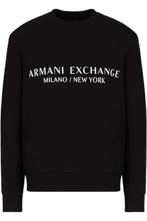 Armani Exchange Męska bluza Crew Neck, Front Extended Logo Bluza, czarny, M