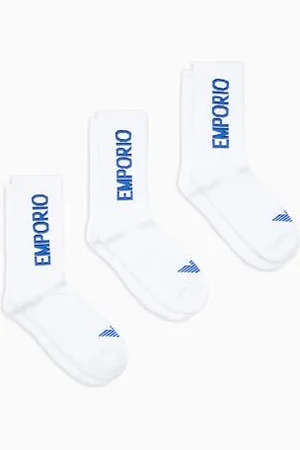 Emporio Armani Skarpety męskie, 3-pak, krótkie, białe/białe, jeden rozmiar, , Rozmiar uniwersalny