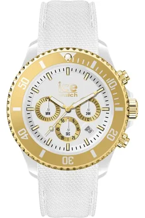 Ice-Watch ICE chrono White gold - Biały zegarek damski z silikonowym paskiem - Chrono - 021595 (Medium)