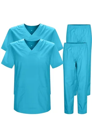 MISEMIYA Lot Sanitaires Bz-2-817-8312 Zestaw 2 szt. Płaszcz I SPODNIE Unisex Kombinezony sanitarne, Cyjan, XL Dorosły, , XL