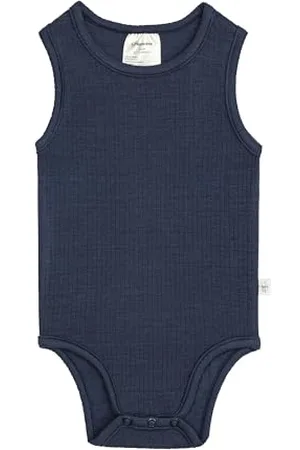 LÄSSIG LÄSSIG Body niemowlęce bez rękawów z dzianiny prążkowanej TENCEL™ Lyocell z zatrzaskiem/body bez rękawów, granatowe, rozmiar 50/56
