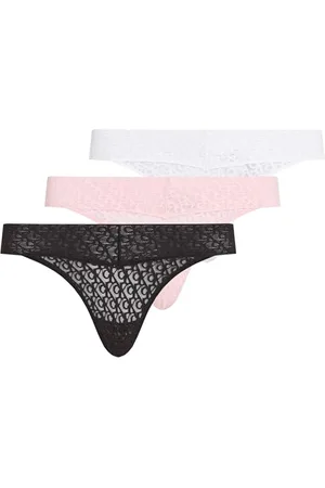 Calvin Klein Damskie stringi z niskim stanem 3PK LV00QD5304, Multi (czarny/klasyczny biały/różowy buff), L, , L