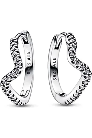 PANDORA Funkelnde Welle Creolen aus Sterlingsilber mit Zirkonia in der Farbe Silber, Timeless Collection, 292545C01