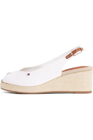 Tommy Hilfiger Espadryle damskie FLAGA MID WEDGE ESPAD SLINGBACK, BIAŁA (Ecru), 5 UK, , 38 EU