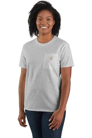 Carhartt Damski T-shirt K87 z szerokim, ciężkim, krótkim rękawem z kieszenią, , XS