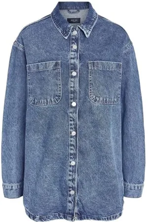 Noisy May Damska kurtka NMALVA L/S Denim Shacket AZ351MB NOOS, niebieska, M, , M