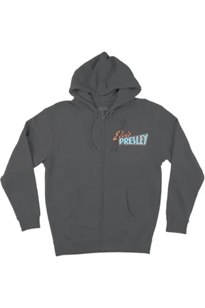 Elvis Presley Unisex-Adult Standard Official Merch Grey Photo Back Zip Hoodie, Dark Heather