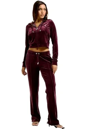 Juicy Couture Klasyczna welurowa bluza z kapturem z logo Juicy, , M