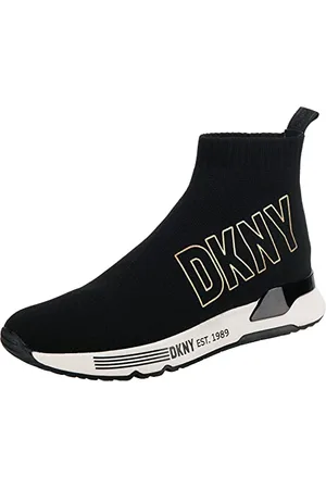 DKNY Nova Sock Sneaker Womens Black/Gold Trainers-UK 3 / EU 35.5