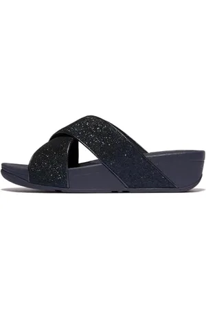 FitFlop Damskie sandały LULU GLITTERDUST Cross Slides, granatowe, 9 UK, , 43 EU