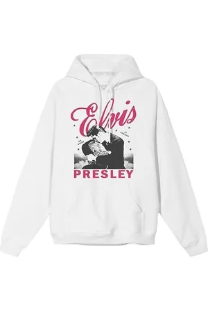 Elvis Presley Unisex-Adult Standard Official Merch On Stage Hoodie, White