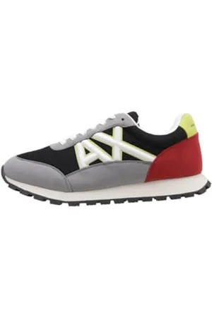 Armani Exchange Męskie buty typu sneaker, NEUT.GREY+BLK+YELLOW, 43 EU, , 43 EU