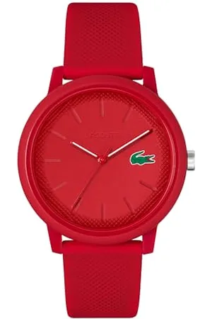 Lacoste Męski Analogowy Zegarek Kwarcowy z Silikonowym Paskiem 201173, Czerwony