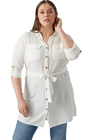 VERO MODA Damska sukienka koszulowa VMBUMPY L/S Shirt Dress WVN Curve NOOS, , 52