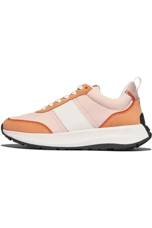 FitFlop Damskie buty typu F-Mode Flow, zamszowe, skórzane, płaskie trampki, brzoskwiniowe, 36,5 UK, , 40 EU