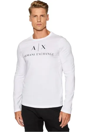Armani Exchange A|X T-shirt męski z długim rękawem, okrągły dekolt, , średni