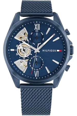 Tommy Hilfiger Analogowy wielofunkcyjny zegarek kwarcowy dla mężczyzn z niebieską bransoletką ze stali nierdzewnej - 1710648