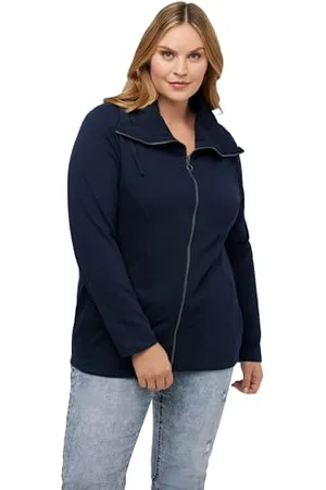 Ulla Popken Damska bluza z drapażowym kołnierzem, , 42-44