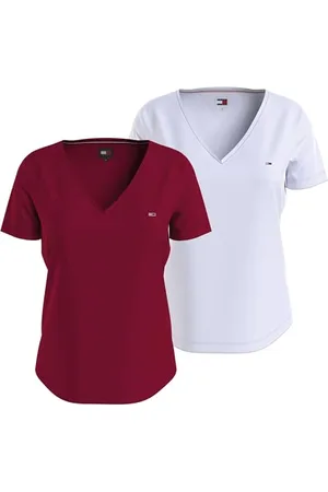 Tommy Hilfiger Tommy Hilfiger Damskie topy z dzianiny S/S, Biały/Valley Grape, M
