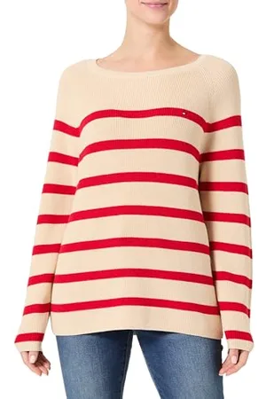 Tommy Hilfiger Damskie CO CARDI FINE GG LS BOAT-NK SWT WW0WW44975, białe, L, , L
