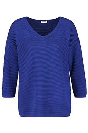 Gerry Weber Damski sweter poprzeczny prążkowany, rękaw 3/4, wycięte ramiona, sweter z dzianiny, rękaw 3/4, okrągły dekolt, jednokolorowy, , 36