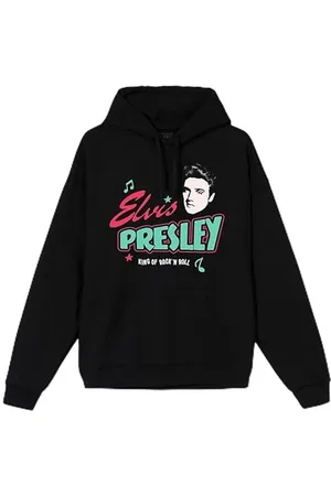 Elvis Presley Unisex-Adult Standard Official Merch Blue/Black Logo Hoodie