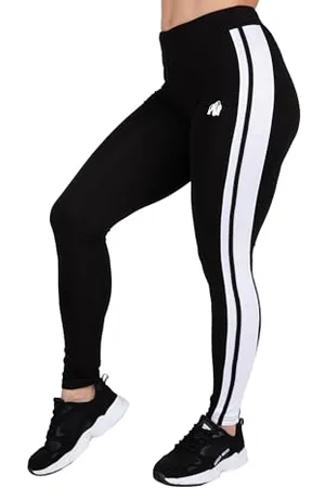 Gorilla Wear Legginsy Hailey – czarne – kulturystyka sportu, na co dzień, czas wolny, z nadrukiem logo, lekkie i wygodne dla optymalnego ruchu z bawełny i poliestru, , XS
