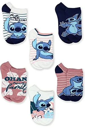 Disney Lilo & Stitch Adults No Show 6 pack Socks Set (Large (9-11), Blush)