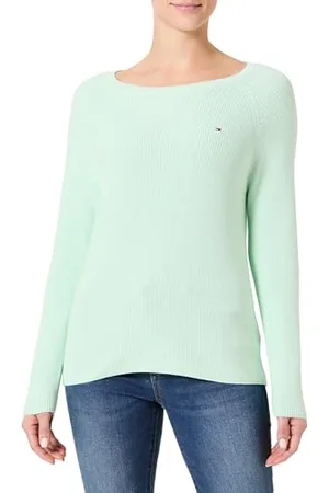 Tommy Hilfiger Damskie CO CARDI FINE GG LS BOAT-NK SWT WW0WW44975, zielony, S, , S