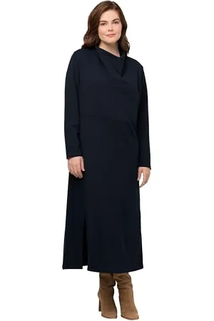Ulla Popken Damska sukienka dress with Waterfall Collar, , 42/44