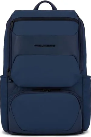 Piquadro Komputer i iPad® Pro12,9" plecak z tkaniny recycled z komorą na buty, pasek sternum, kabel zapobiegający uszkodzeniom i ochrona RFID, NIEBIESKI, , Taglia unica, 0