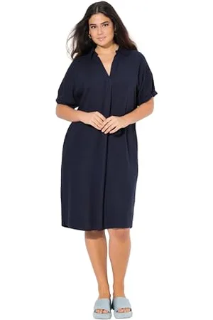 Ulla Popken Damska sukienka z mieszanki lnu duże rozmiary plus size, , 42-44