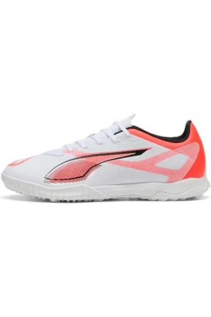 PUMA Buty piłkarskie unisex Ultra 5 Play TT, białe czarno-świecące czerwone, 45 EU, Biały Czarny Świecący Czerwony, 46 EU