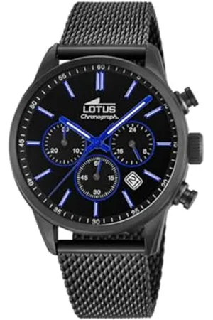 Lotus Zegarek męski z chronografem z serii Reloj z paskiem ze stali nierdzewnej, cyferblatem w kolorze czarno-niebieskim i wskaźnikiem daty dnia, 5 bar, 18700/3, , bransoletka