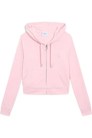 Juicy Couture Klasyczna welurowa bluza z kapturem z logo Juicy, , M