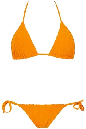 Emporio Armani Kobieta 3D pogrubione logo trójkątne bikini pomarańczowe XL, , XL