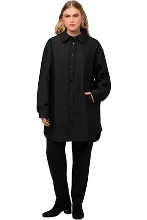 Ulla Popken Damska duże rozmiary, pikowana, overshirt, zatrzaski, kołnierzyk koszuli, długi rękaw, , 46/48