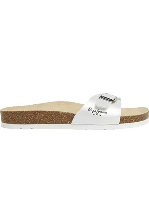 Pepe Jeans Płaskie sandały z pojedynczym kołnierzem i dużą klamrą Oban Nacar White Nr ref. : PLS90615-800, , 41 EU