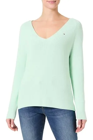 Tommy Hilfiger Damskie CO CARDI STITCH V-NK LS WW0WW44452, zielony, S, , S