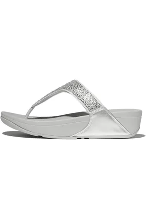 FitFlop Damskie sandały LULU Crystal-Mix Toe-Post, Srebrne, 40 UK, , 41 EU