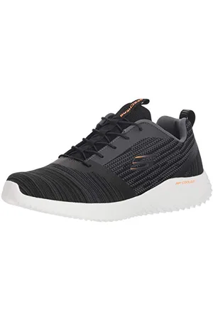 Skechers Męskie buty sportowe Bounder, Czarne wykończenie z siatki PU, 45.5 EU