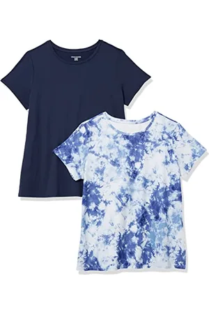 Amazon Dames Koszulka Tech z krótkim rękawem i okrągłym dekoltem (dostępna w wersji Plus Size), 2-Pack, , 5XL Duże rozmiary