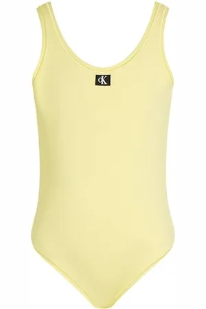Calvin Klein CK JEANS Dziewczęcy strój kąpielowy z wycięciem na plecach, żółty (żółty elfin), 14-16, , 14-16 Lat