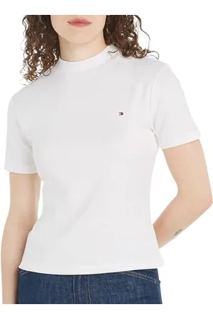 Tommy Hilfiger Damska koszulka z krótkim rękawem Slim Cody z okrągłym dekoltem, , XS