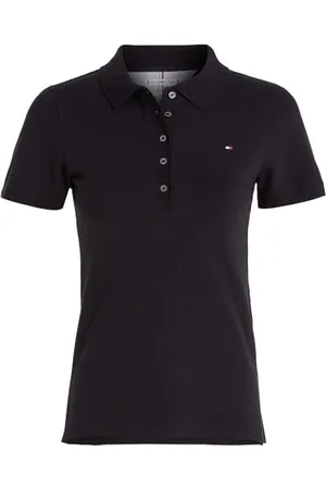 Tommy Hilfiger Damska koszulka polo 1985 Slim Pique SS S/S Polo, czarna, XXS, , XXS
